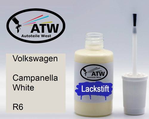 Volkswagen, Campanella White, R6: 20ml Lackstift, von ATW Autoteile West.